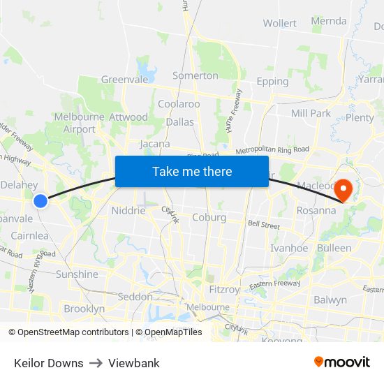 Keilor Downs to Viewbank map