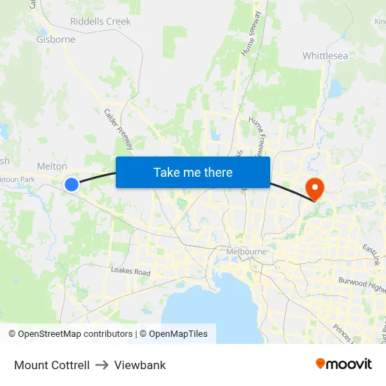 Mount Cottrell to Viewbank map