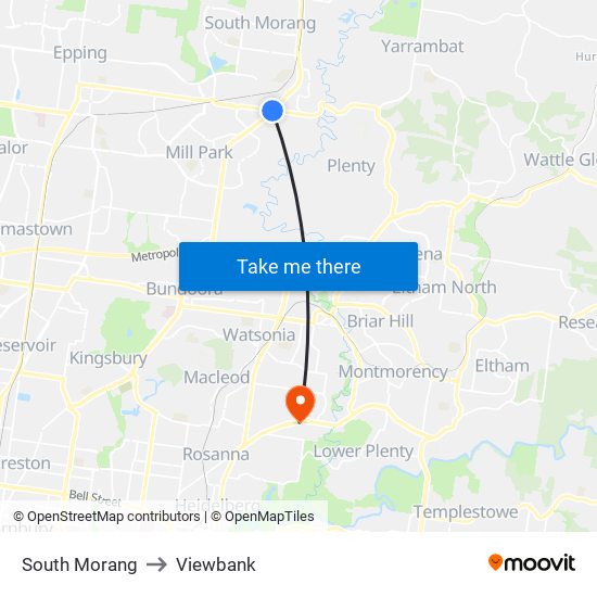 South Morang to Viewbank map