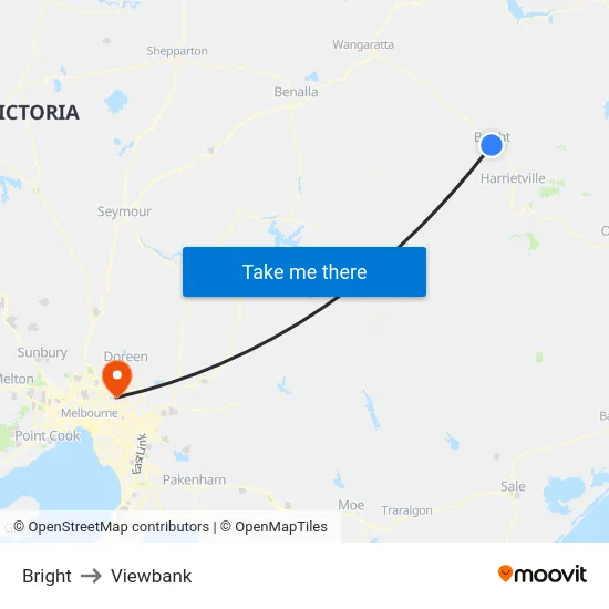 Bright to Viewbank map