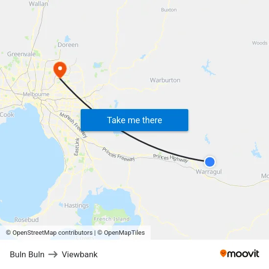 Buln Buln to Viewbank map