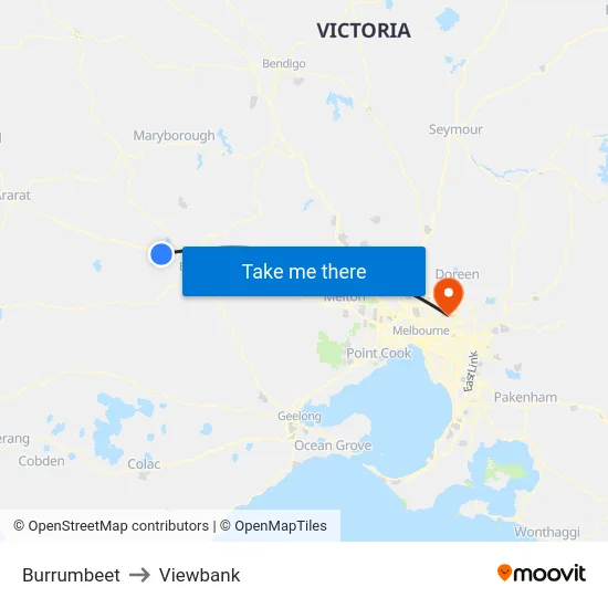 Burrumbeet to Viewbank map