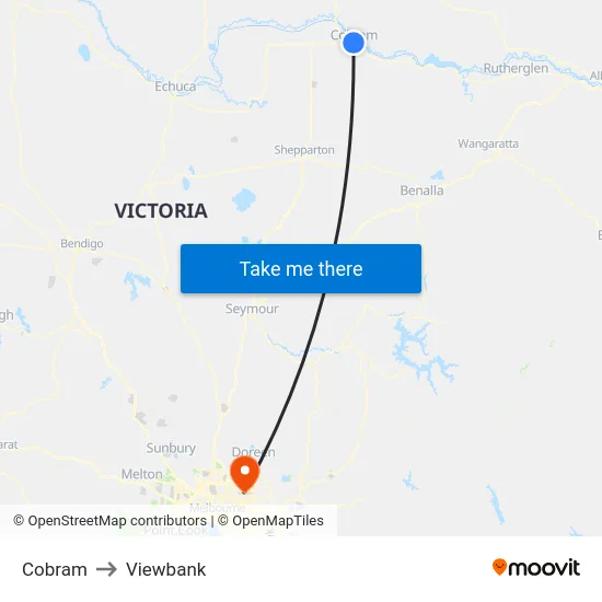 Cobram to Viewbank map