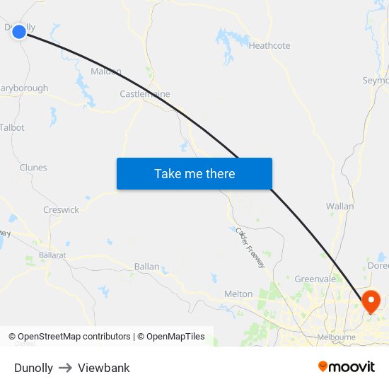 Dunolly to Viewbank map