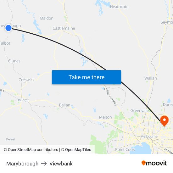 Maryborough to Viewbank map