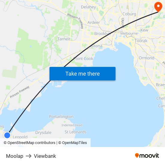 Moolap to Viewbank map