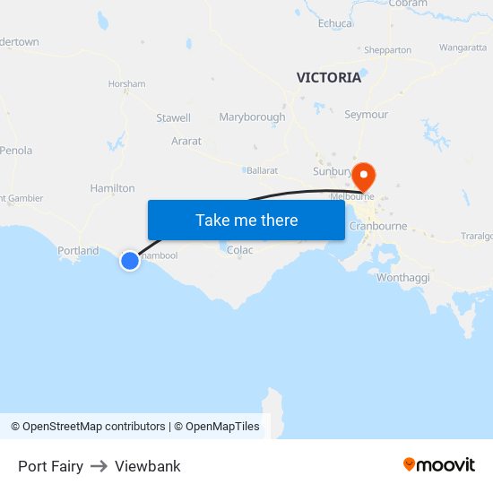Port Fairy to Viewbank map