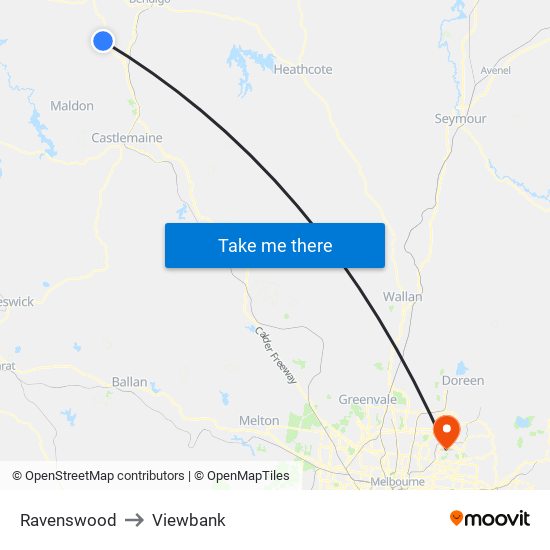 Ravenswood to Viewbank map
