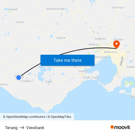 Terang to Viewbank map