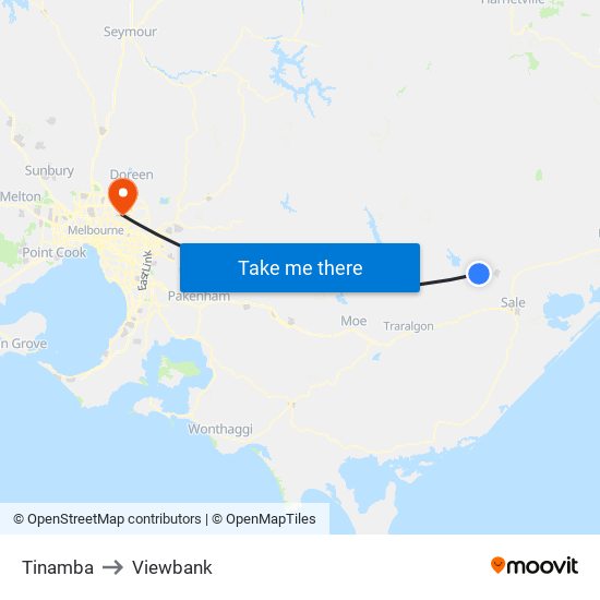 Tinamba to Viewbank map