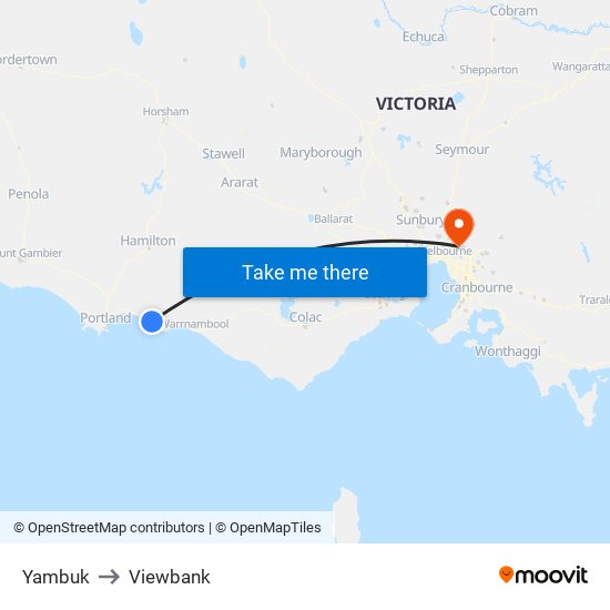 Yambuk to Viewbank map