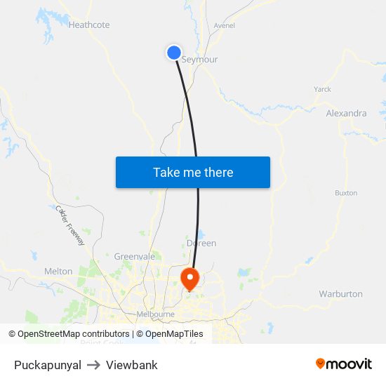 Puckapunyal to Viewbank map