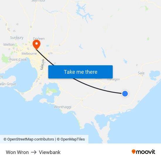 Won Wron to Viewbank map