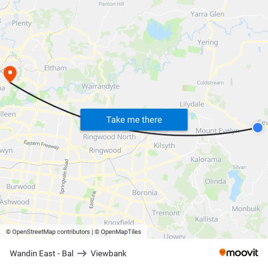 Wandin East - Bal to Viewbank map