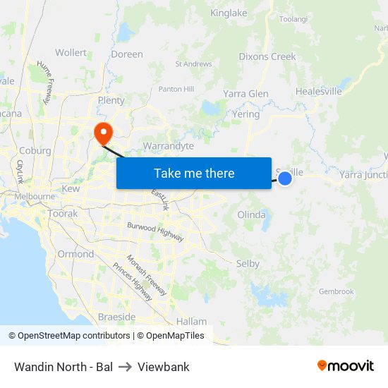 Wandin North - Bal to Viewbank map