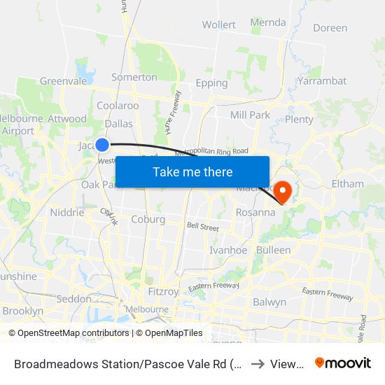 Broadmeadows Station/Pascoe Vale Rd (Broadmeadows) to Viewbank map