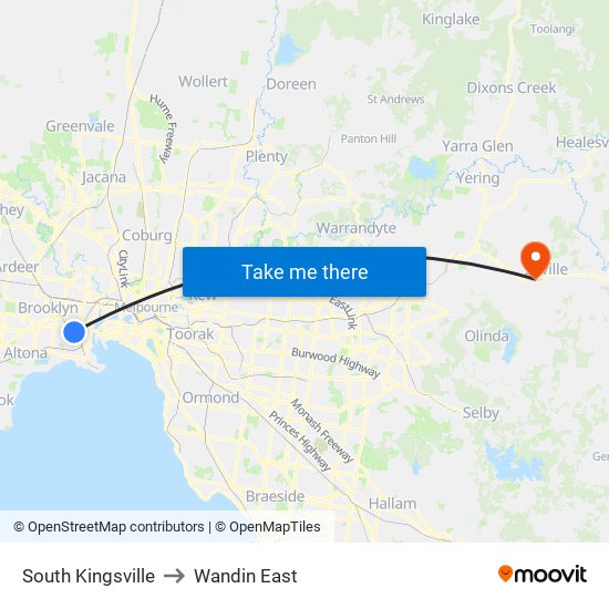 South Kingsville to Wandin East map