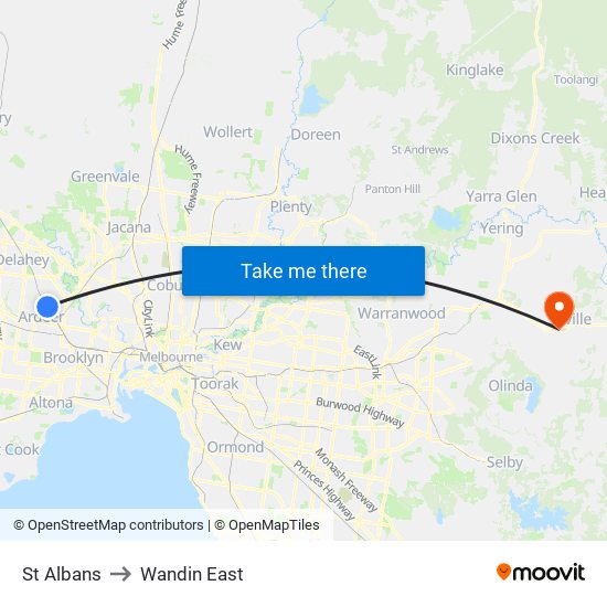 St Albans to Wandin East map