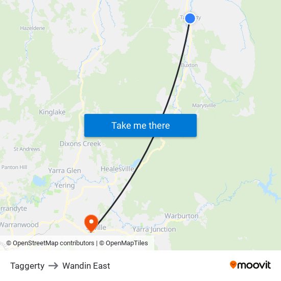 Taggerty to Wandin East map