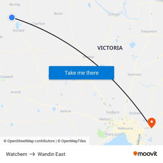 Watchem to Wandin East map