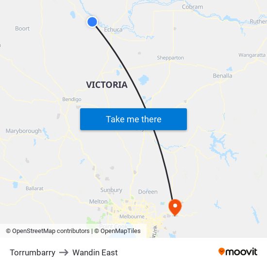 Torrumbarry to Wandin East map