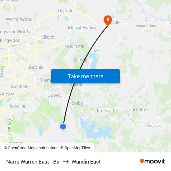 Narre Warren East - Bal to Wandin East map