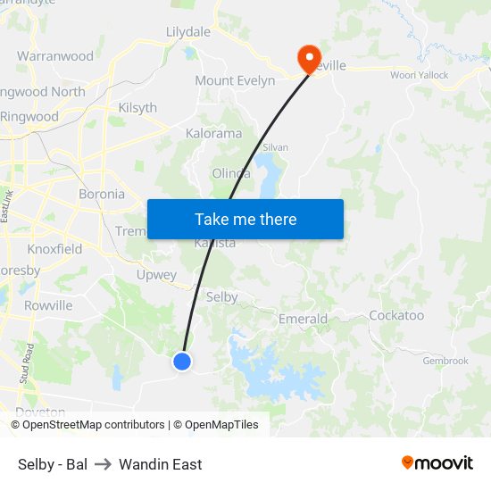 Selby - Bal to Wandin East map