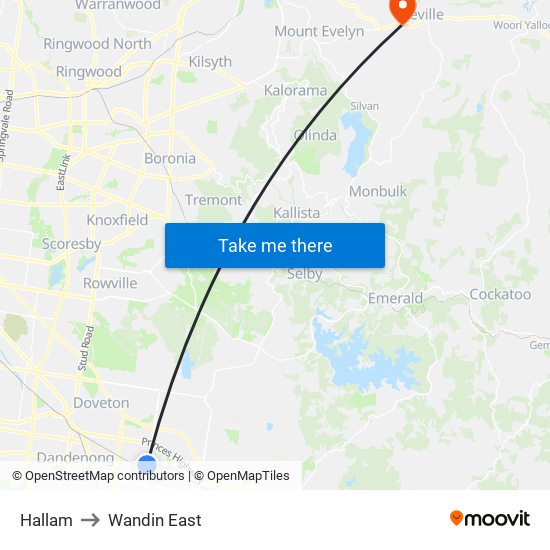 Hallam to Wandin East map