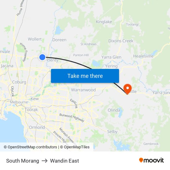 South Morang to Wandin East map