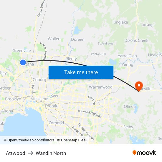 Attwood to Wandin North map