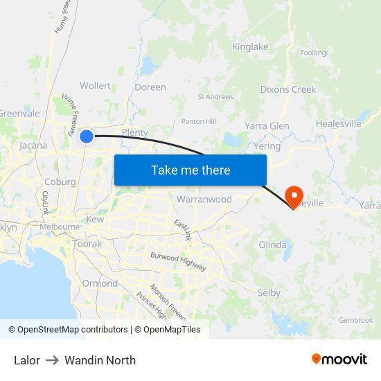 Lalor to Wandin North map