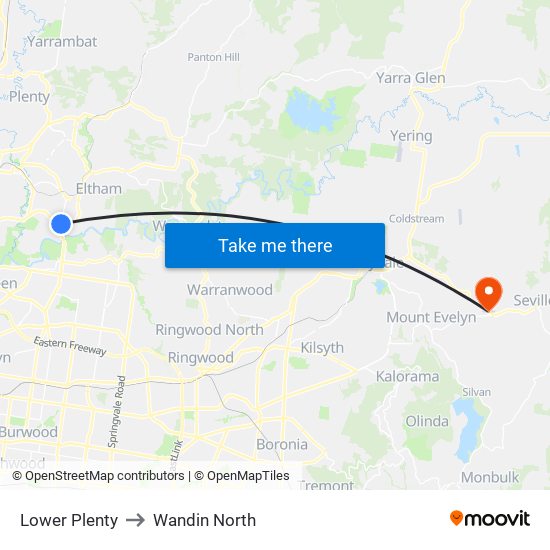 Lower Plenty to Wandin North map