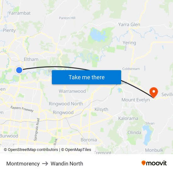 Montmorency to Wandin North map