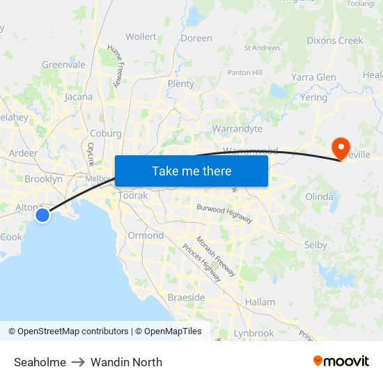 Seaholme to Wandin North map