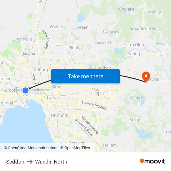 Seddon to Wandin North map