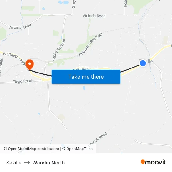 Seville to Wandin North map