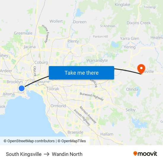 South Kingsville to Wandin North map