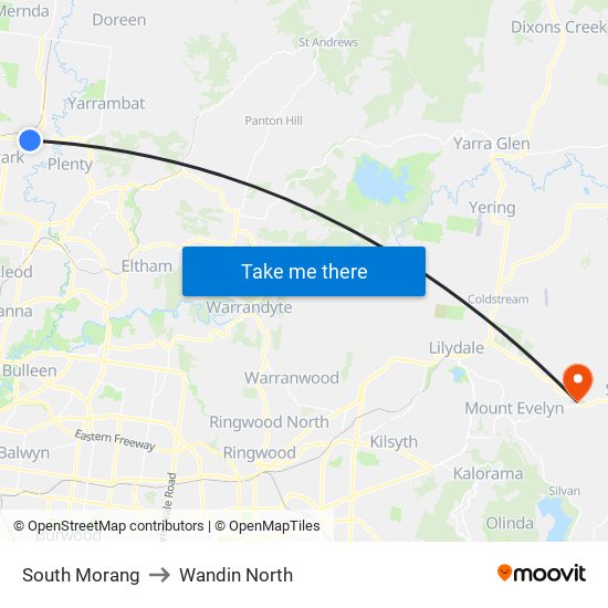 South Morang to Wandin North map