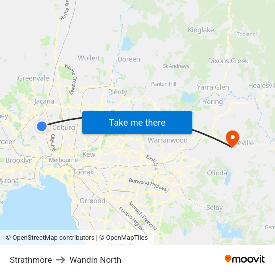 Strathmore to Wandin North map