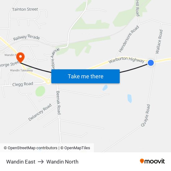 Wandin East to Wandin North map