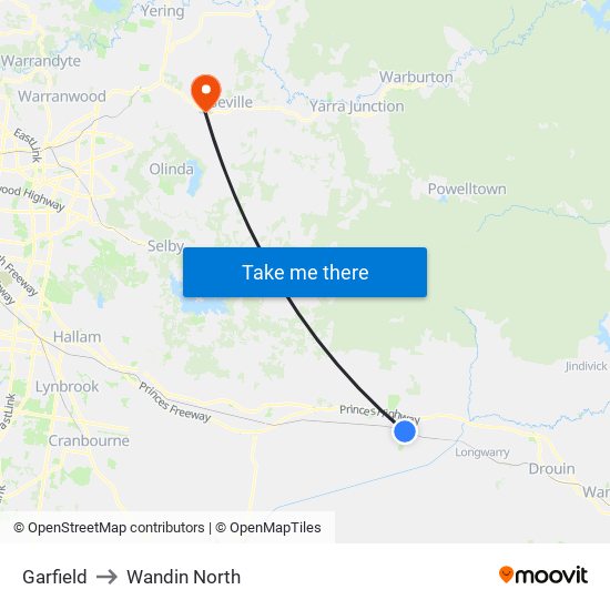 Garfield to Wandin North map