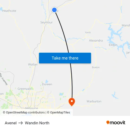 Avenel to Wandin North map