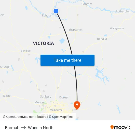 Barmah to Wandin North map