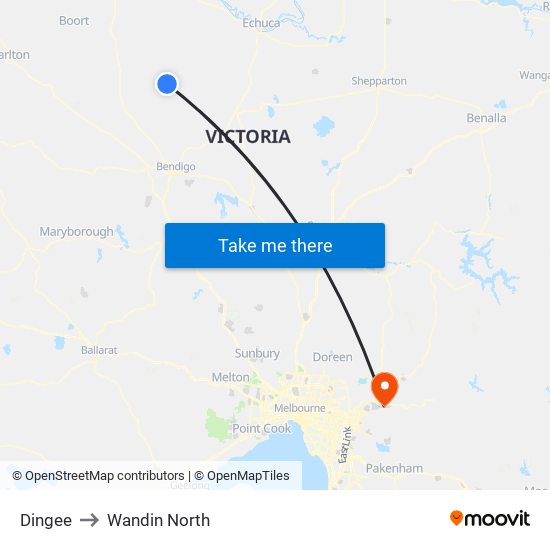 Dingee to Wandin North map