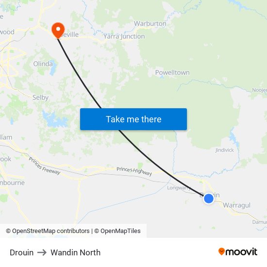 Drouin to Wandin North map