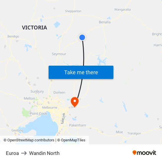 Euroa to Wandin North map