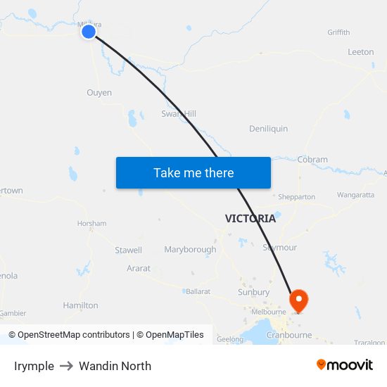 Irymple to Wandin North map