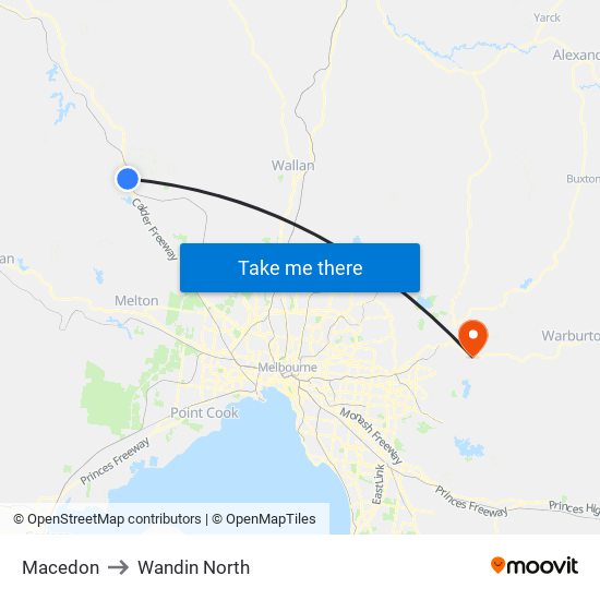 Macedon to Wandin North map