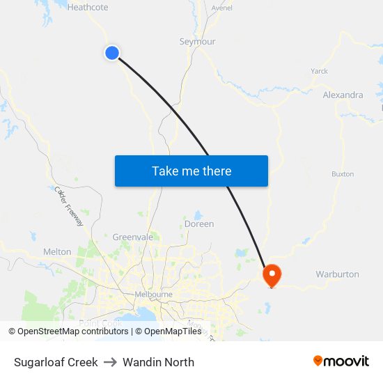 Sugarloaf Creek to Wandin North map