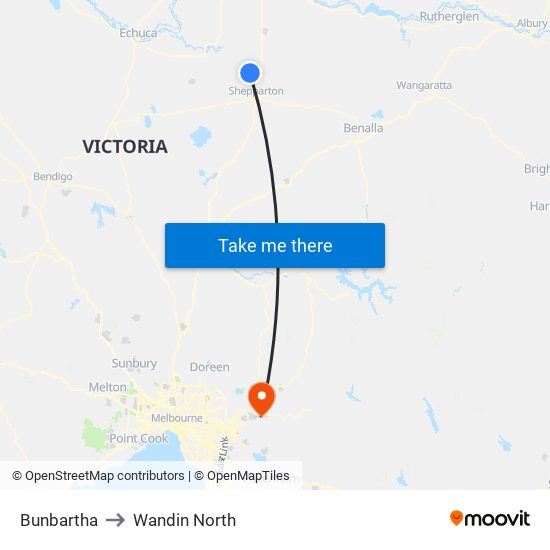 Bunbartha to Wandin North map